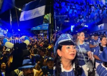 Multidão azulada toma as ruas de Parintins