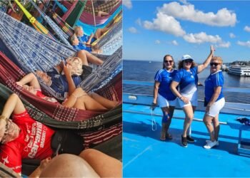 Redes coloridas e animação marcam embarque de torcedores rumo ao Festival de Parintins