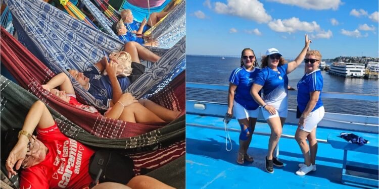 Redes coloridas e animação marcam embarque de torcedores rumo ao Festival de Parintins