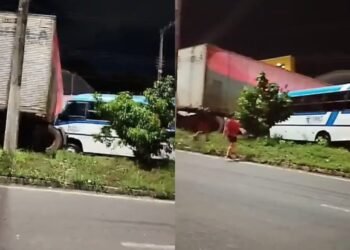 Micro-ônibus e carreta se envolvem em grave acidente na avenida Margarita, em Manaus