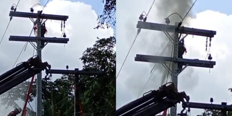Trabalhador sofre descarga elétrica durante manutenção em rede de energia na BR-174
