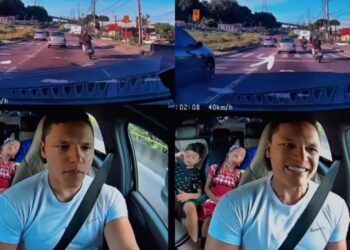 Motorista desvia de buraco na avenida das Torres e evita acidente com os filhos em Manaus