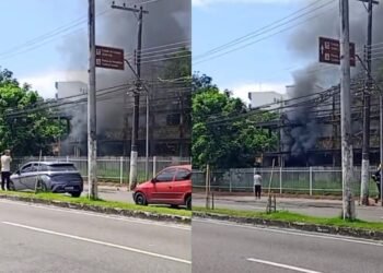 Incêndio atinge prédio desativado dos Correios no bairro Aleixo, em Manaus