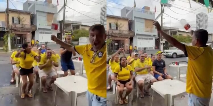 Torcedores brasileiros recriam comemoração da Noruega e viralizam nas redes