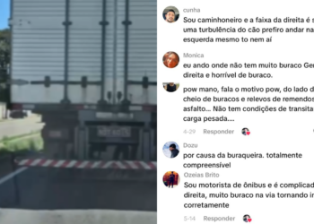 Motoristas filma carretas irregulares na Avenida - (Foto: Reprodução/Redes Sociais)