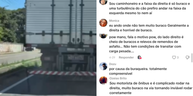 Motoristas filma carretas irregulares na Avenida - (Foto: Reprodução/Redes Sociais)