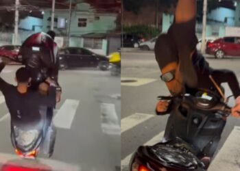 Motociclista perde controle durante ‘grau’, cai no asfalto e viraliza nas redes sociais