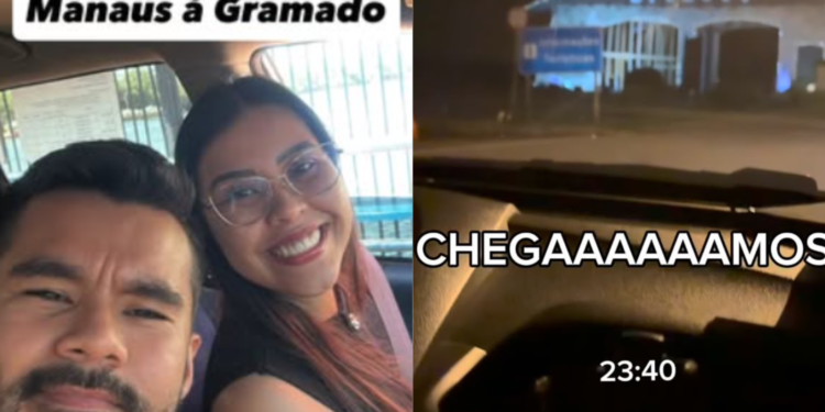 Após cinco dias de viagem, o casal amazonense chega a Gramado, no Rio Grande do Sul - (Foto: Reprodução/Redes sociais)