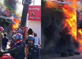 Incêndio em borracharia mobiliza bombeiros na zona Centro-Sul de Manaus