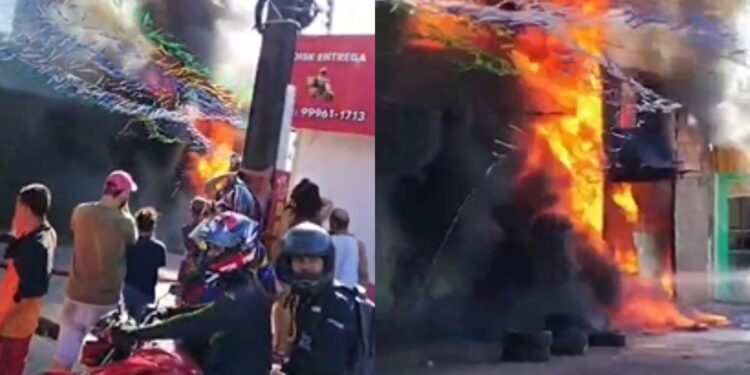 Incêndio em borracharia mobiliza bombeiros na zona Centro-Sul de Manaus