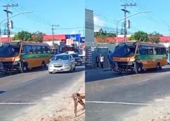 'Amarelinho' colide com plataforma do Detran-AM no Santa Etelvina