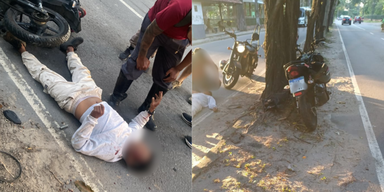 Motociclista fica ferido após acidente de motocicleta - (Foto: Reprodução/Redes Sociais)