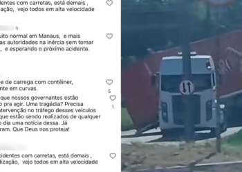 Carreta tomba no Distrito Industrial e revolta internautas por falta de fiscalizações