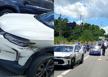 Veículo fica destruído após colisão na Avenida das Torres - (Foto: Reprodução/Internet)