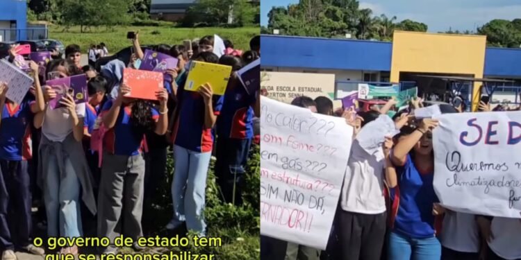 Alunos são liberados mais cedo após falta de merenda e salas sem ar-condicionado em escola estadual de Manaus