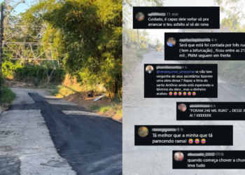 Internauta critica serviço de asfaltamento em vias da Cidade - (Foto: Reprodução/Redes Sociais)