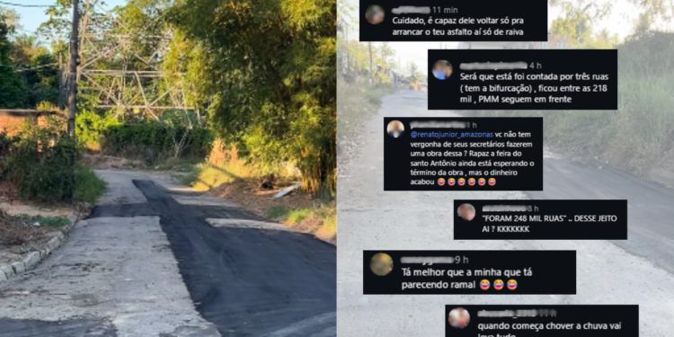 Internauta critica serviço de asfaltamento em vias da Cidade - (Foto: Reprodução/Redes Sociais)