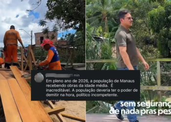 Vereador de Manaus entrega nova ponte de madeira e internautas criticam - (Foto: Reprodução/Redes Sociais)