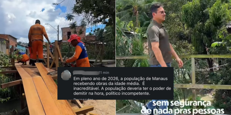 Vereador de Manaus entrega nova ponte de madeira e internautas criticam - (Foto: Reprodução/Redes Sociais)