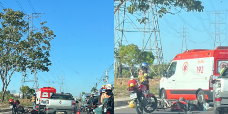 Motocicleta colide com veículo e vítimas são arremessados - (Foto: Kataryne Dias - Rios de Notícias)