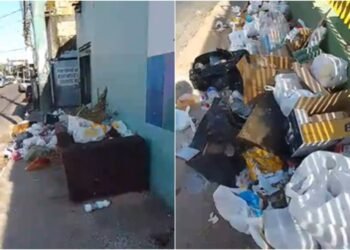 Acúmulo de lixo na entrada de escola municipal preocupa pais e estudantes no Alvorada