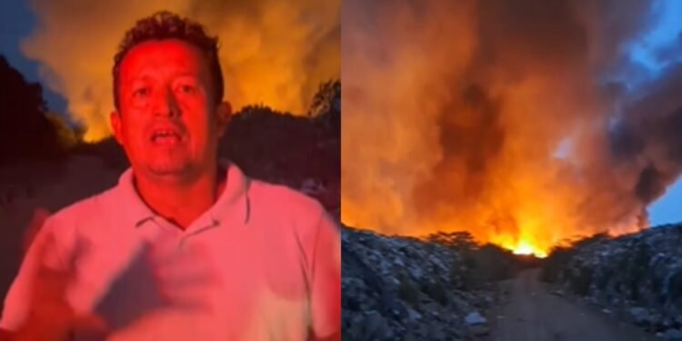 Morador cobra governador e prefeito de Iranduba por ajuda para combater incêndio em lixão