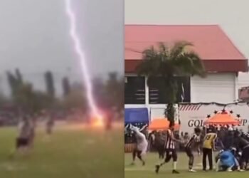 Jogador morre após ser atingido por raio durante partida de futebol na Tailândia