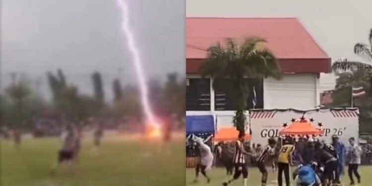 Jogador morre após ser atingido por raio durante partida de futebol na Tailândia
