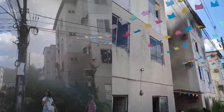 Fogo em apartamento mobiliza moradores e Bombeiros no Residencial Viver Melhor 3, em Manaus