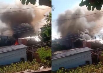 Incêndio atinge área de vegetação no conjunto Ouro Verde, em Manaus