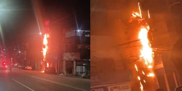 Explosão de transformador elétrico provoca incêndio no Japiim, em Manaus