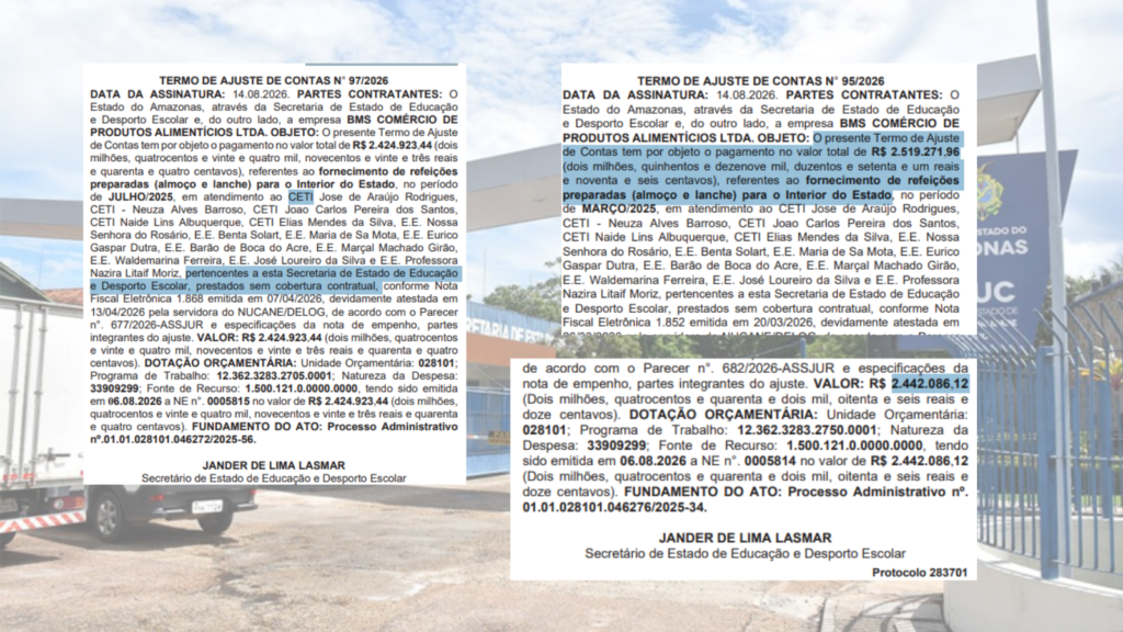 Contrato milionário “sem cobertura contratual” por meio da Seduc (Foto: Reprodução/ Diário Oficial do Estado (DOE)