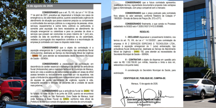 Prefeitura de Manaus contrata ‘ambulancha’ de R$ 1,3 milhão por dispensa de licitação