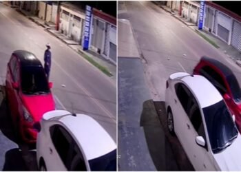 Câmera registra furto de carro durante a madrugada no bairro Cidade Nova