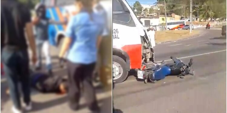 Colisão entre ônibus e motociclista causa tumulto na Avenida das Torres, em Manaus