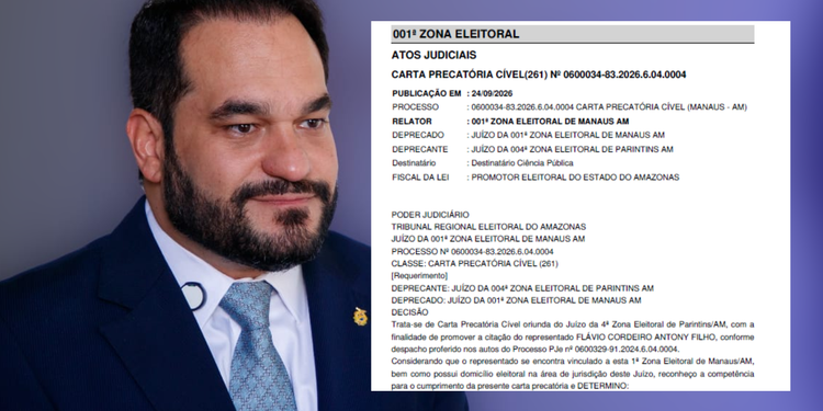Flávio Antony é citado pela Justiça Eleitoral e terá dois dias para apresentar defesa - (Foto: Reprodução/Tribunal Regional Eleitoral do Amazonas)