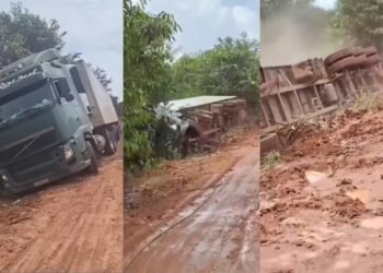 BR-319: carreta tomba na lama em meio a promessas de pavimentação da rodovia