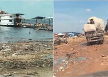 Porto de Manaus vira cenário de lixo e abandono com baixa do Rio Negro