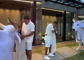 Casal faz chá revelação com o Boi Garantido e anuncia sexo do bebê