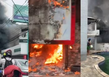 Incêndio provoca intensa fumaça e assusta moradores no bairro Adrianópolis, em Manaus