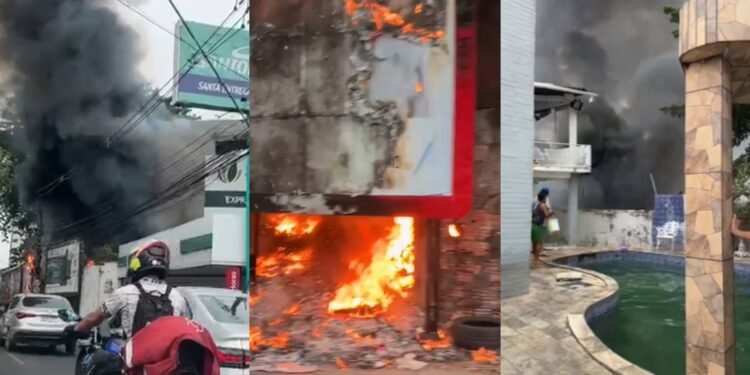 Incêndio provoca intensa fumaça e assusta moradores no bairro Adrianópolis, em Manaus
