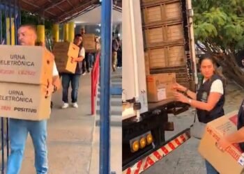 TRE-AM transporta urnas no Nova Cidade em meio à prorrogação da votação e à pausa na transmissão de votos