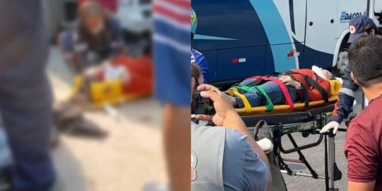 Passageira fica gravemente ferida após colisão entre moto e carreta na zona Leste de Manaus