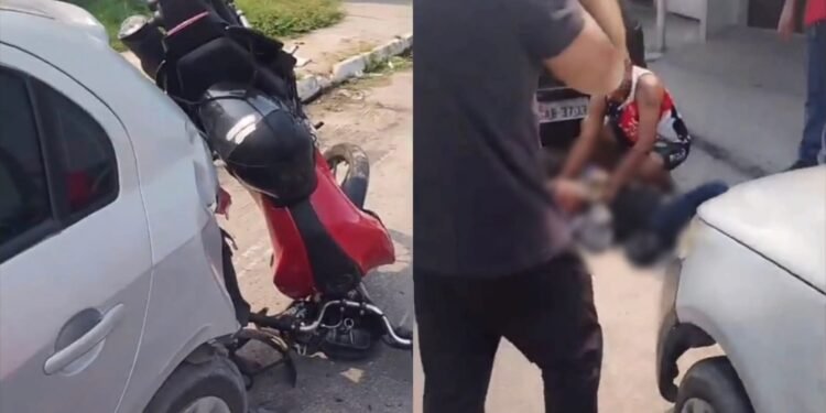 Motociclista fica gravemente ferido após colidir com carro na zona Leste de Manaus