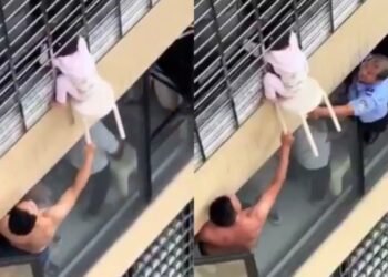 Criança fica pendurada no 12º andar após prender a cabeça em grade de proteção de prédio