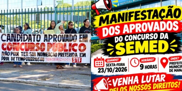 Aprovados em concurso da Semed convocam manifestação em frente à Prefeitura de Manaus nesta sexta-feira, 23