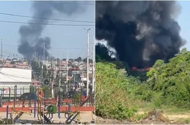 Incêndio de grandes proporções atinge área de mata no Distrito Industrial 2, na zona Leste de Manaus