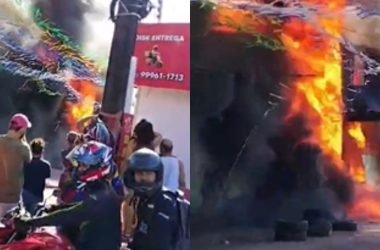 Incêndio em borracharia mobiliza bombeiros na zona Centro-Sul de Manaus - (Fotos: Reprodução/Redes sociais)