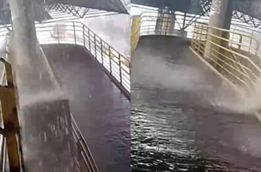 Passageiro registra vazamento de água no T4