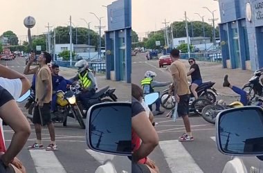 Motociclistas colidem após se distraírem com malabarista no AM - (Foto: Reprodução/ Redes sociais)